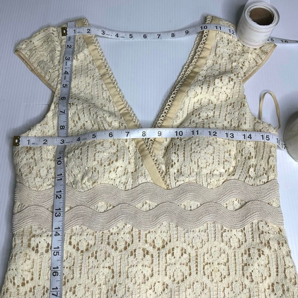 Vintage Phoebe Couture Women’s Silk Lined Cotton Dress Size 10 Cream - Picture 6 of 14